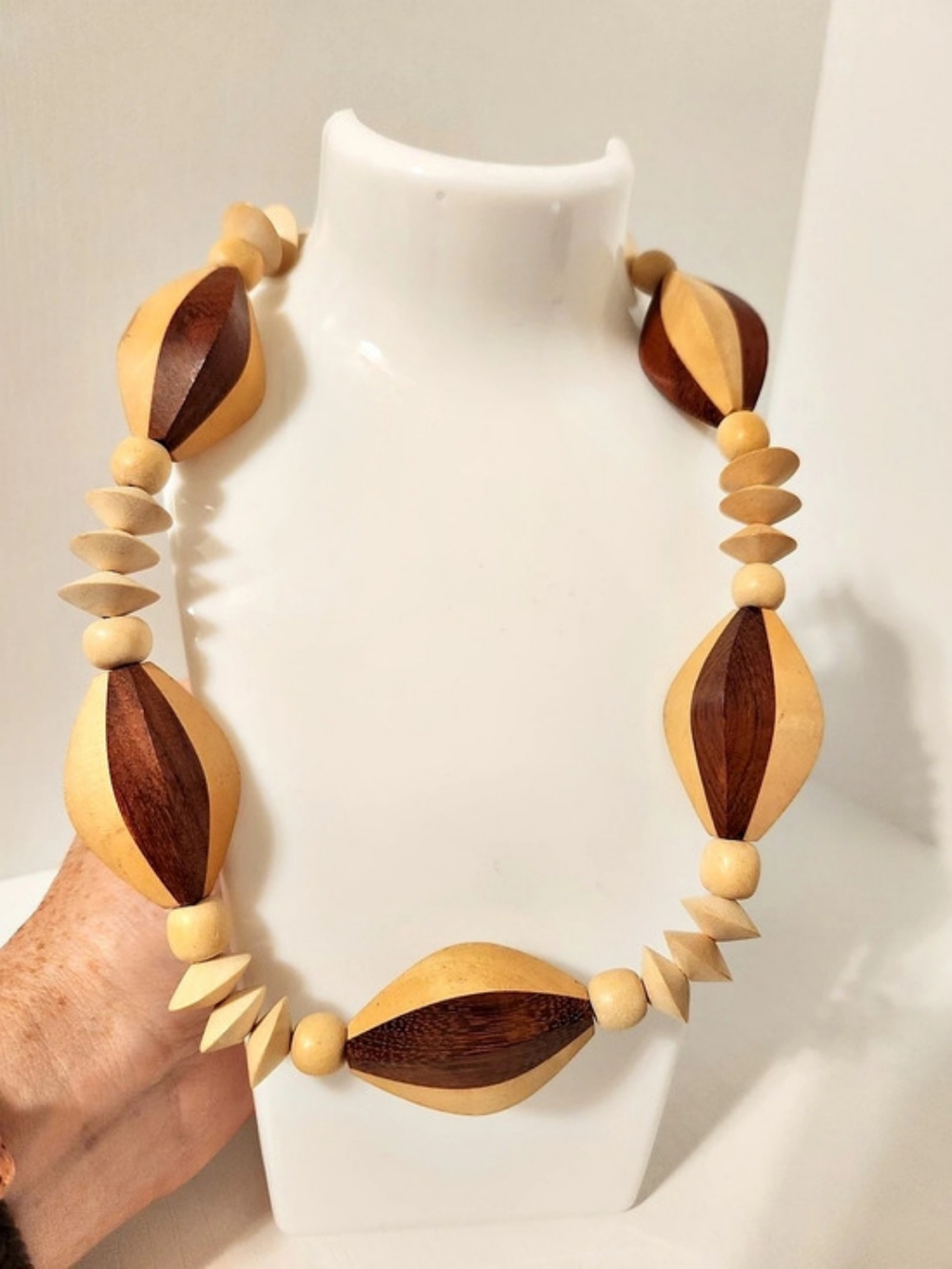 Wooden Beaded Statement Necklace